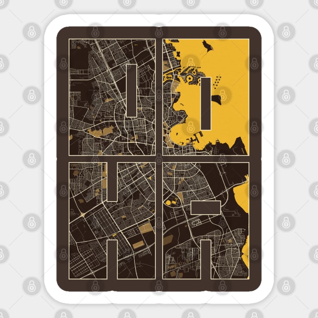 Doha, Qatar City Map Typography - Pastel Sticker by deMAP Studio